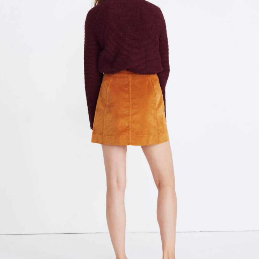 Madewell Velveteen Button Front A-Line Mini Skirt golden pecan - Picture 3 of 12